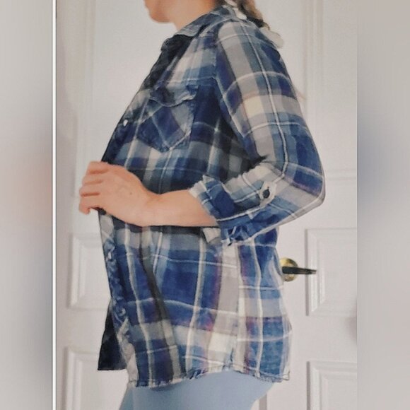 Ci Sono Plaid Collection Soft Cotton Plaid Button Down Shirt - M- Cottagecore - Picture 4 of 16